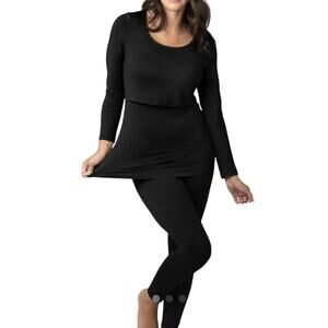 Kindred Bravely Jane Nursing Pajama Set Black Long Sleeve Womens XL Postpartum